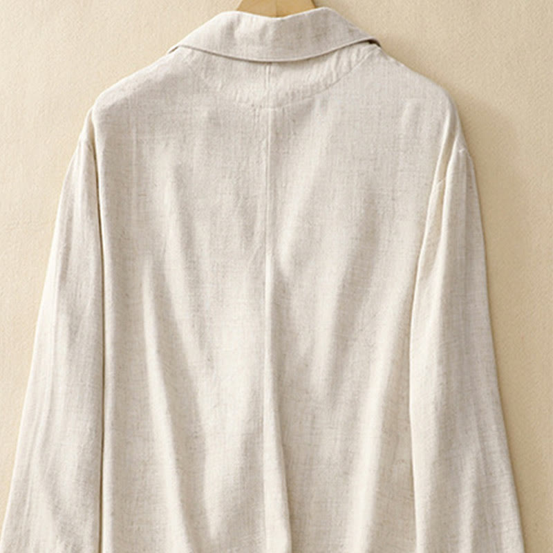 Buddha Stones Damen-Langarmjacke aus Baumwollleinen mit Froschknöpfen und Taschen - image 19