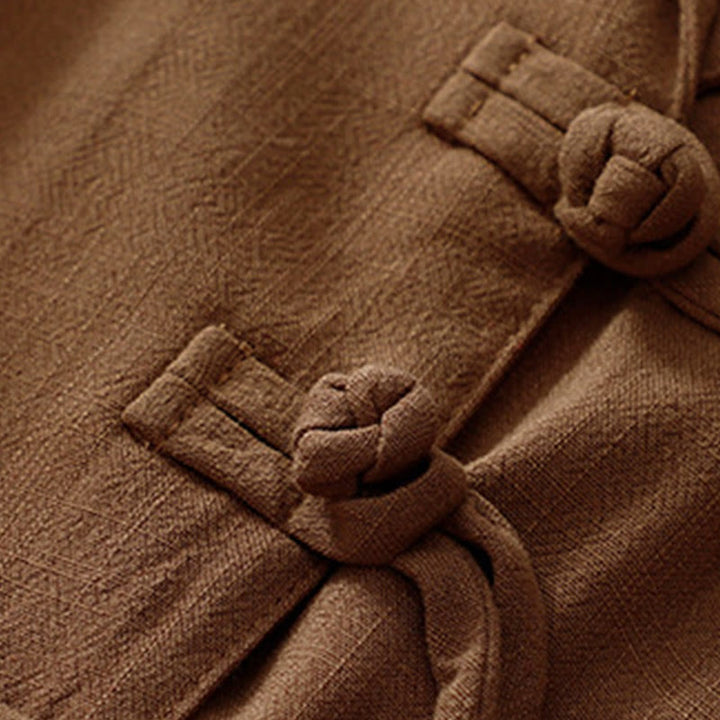 Buddha Stones Damen-Langarmjacke aus Baumwollleinen mit Froschknöpfen und Taschen - image 31
