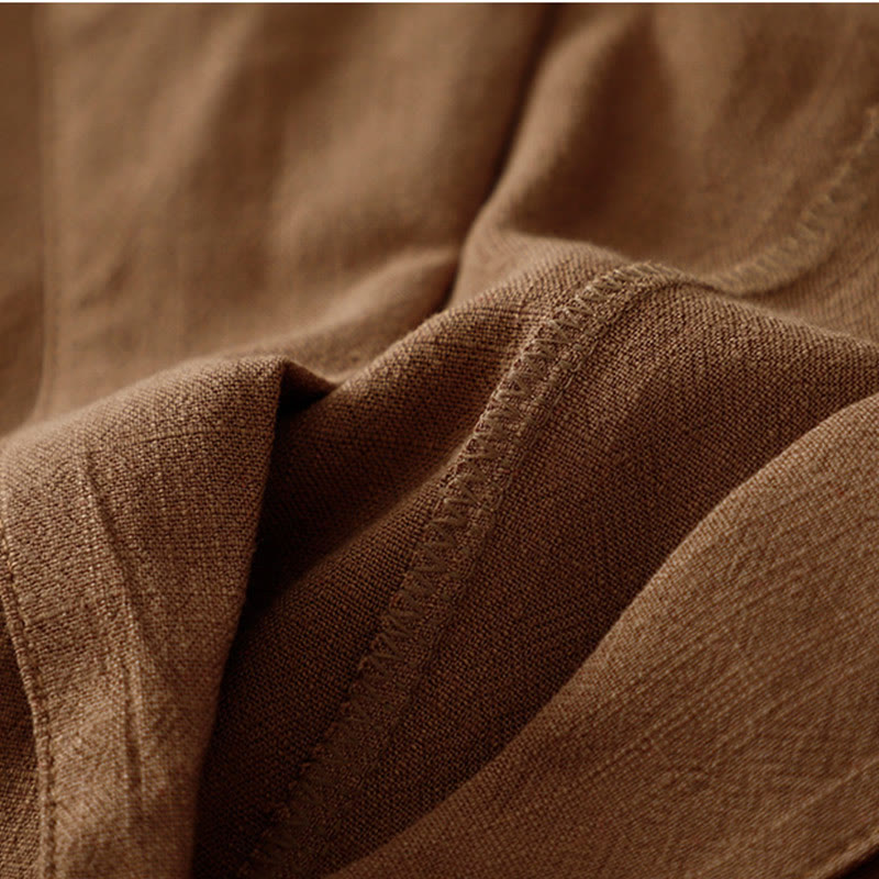 Buddha Stones Damen-Langarmjacke aus Baumwollleinen mit Froschknöpfen und Taschen - image 30