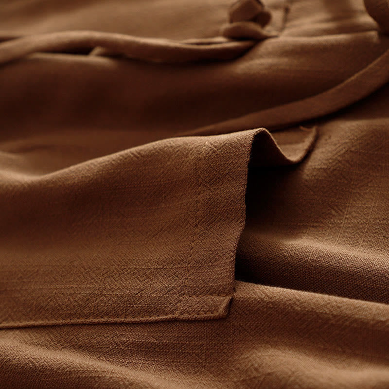 Buddha Stones Damen-Langarmjacke aus Baumwollleinen mit Froschknöpfen und Taschen - image 29