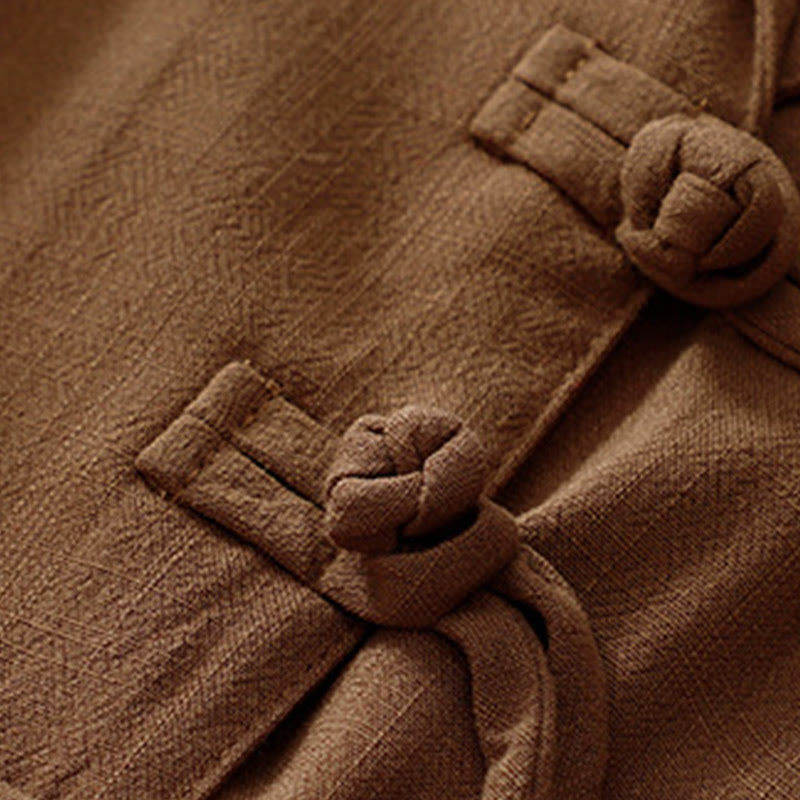 Buddha Stones Damen-Langarmjacke aus Baumwollleinen mit Froschknöpfen und Taschen - image 31