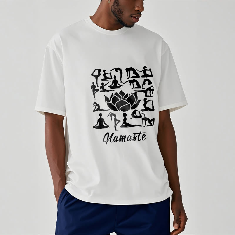 Buddha Stones Casual Lotusblume Verschiedene Yoga-Posen Muster T-Shirt - image 9
