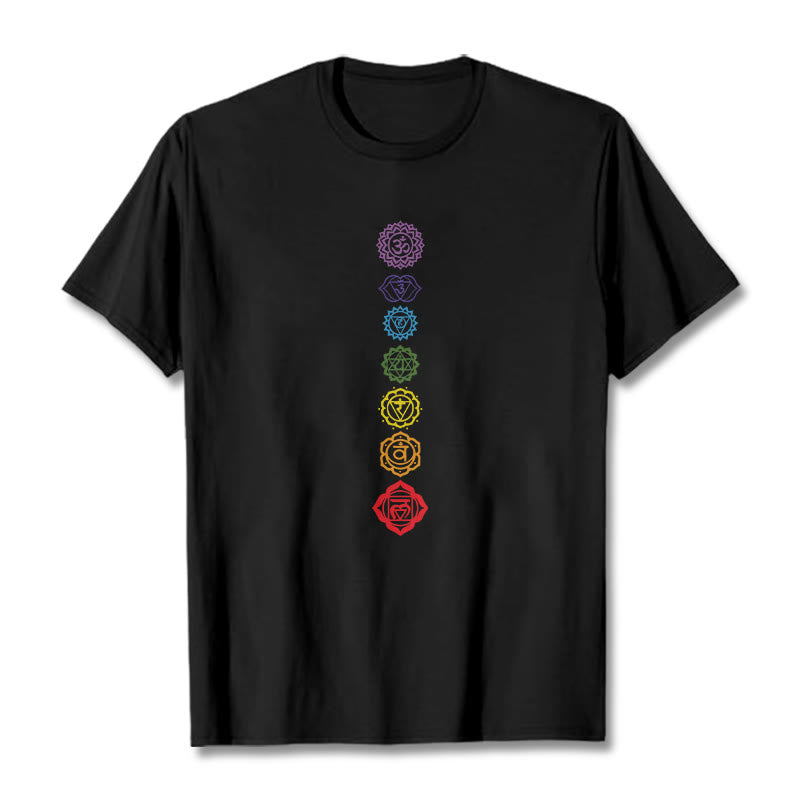 Buddha Stones Casual Bunte Kreise Om Mani Padme Hum Muster T T-Shirt - Schwarz - 2XL - image 5