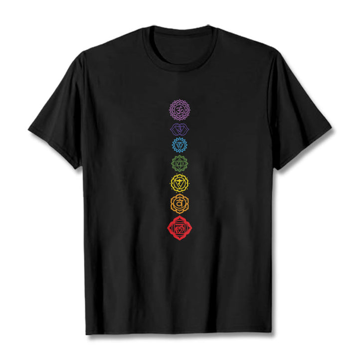 Buddha Stones Casual Bunte Kreise Om Mani Padme Hum Muster T T-Shirt - Schwarz - 2XL - image 5
