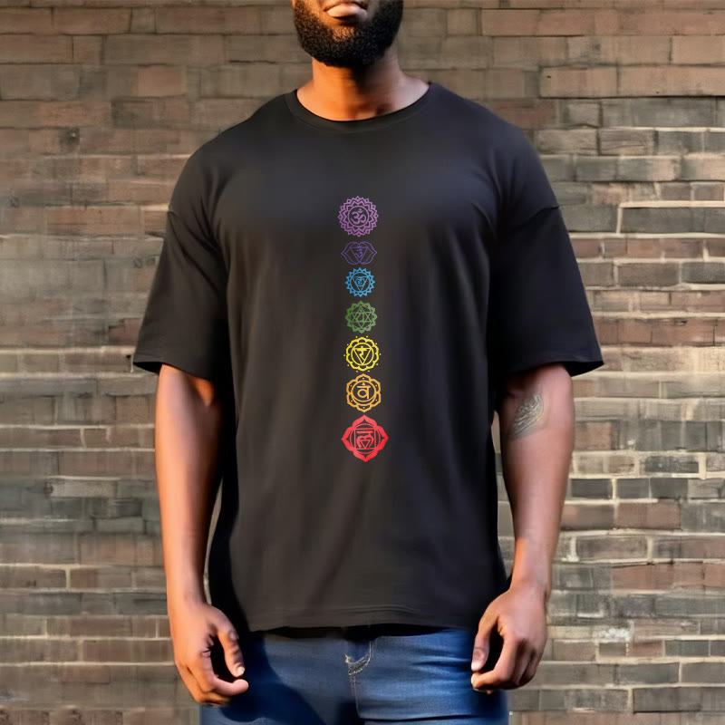 Buddha Stones Casual Bunte Kreise Om Mani Padme Hum Muster T T-Shirt - image 7