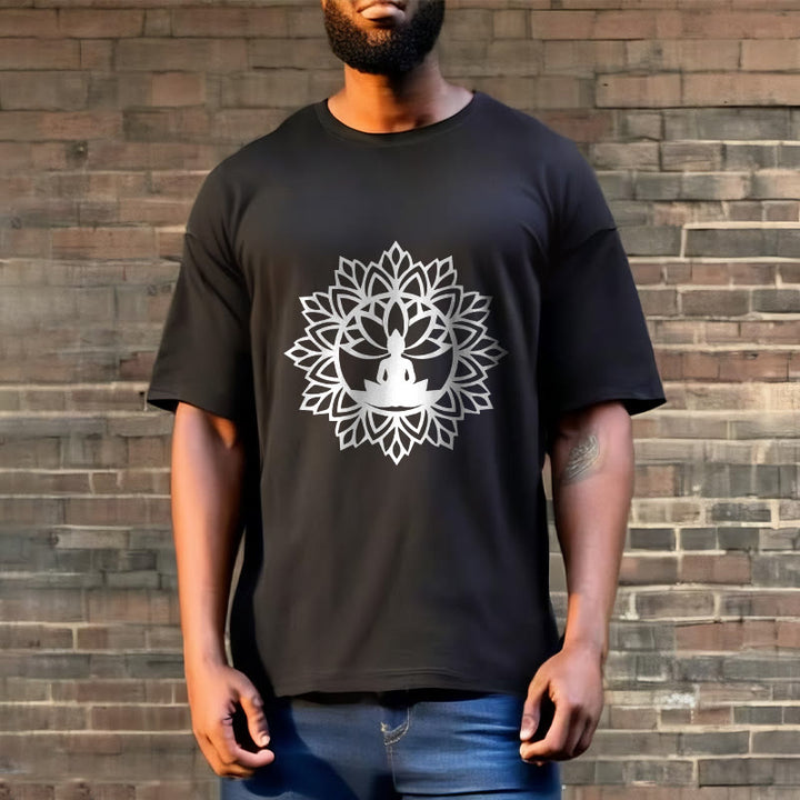 Buddha Stones Lässiges Mandala Sitzender Buddha Muster T-Shirt - image 6
