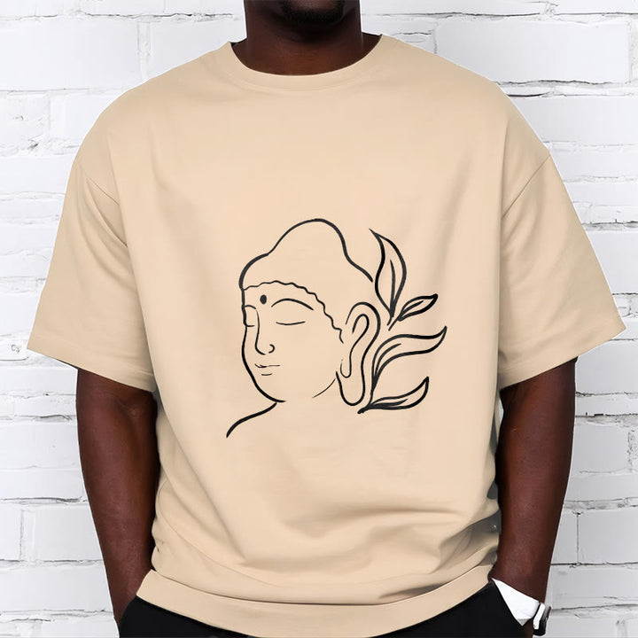Buddha Stones Lässiges Buddha-Gesichtsmuster-T-Shirt - image 10