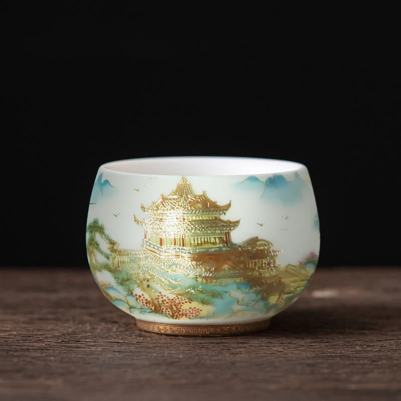 Buddha Stones, Phönix, Drache, Lotus, Hirsch, antikes Gebäude, Koi-Fisch, Keramik-Teetasse, Kung-Fu-Teetassen