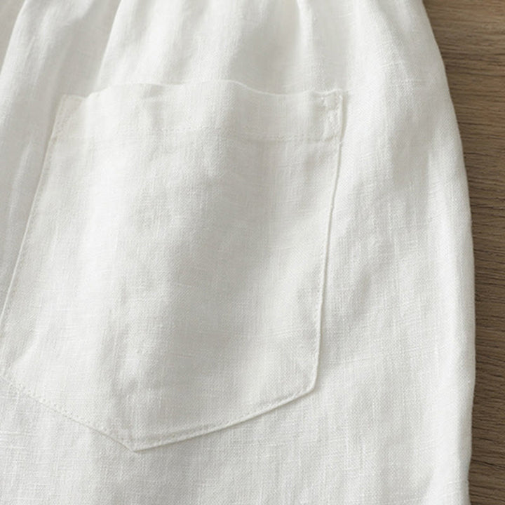 Buddha Stones Lässige Retro-Hose aus schlichter Baumwolle für Damen mit weitem Bein und Taschen und Reißverschluss - image 10