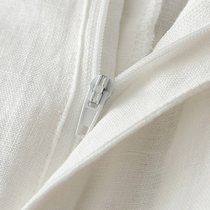 Buddha Stones Lässige Retro-Hose aus schlichter Baumwolle für Damen mit weitem Bein und Taschen und Reißverschluss - image 11