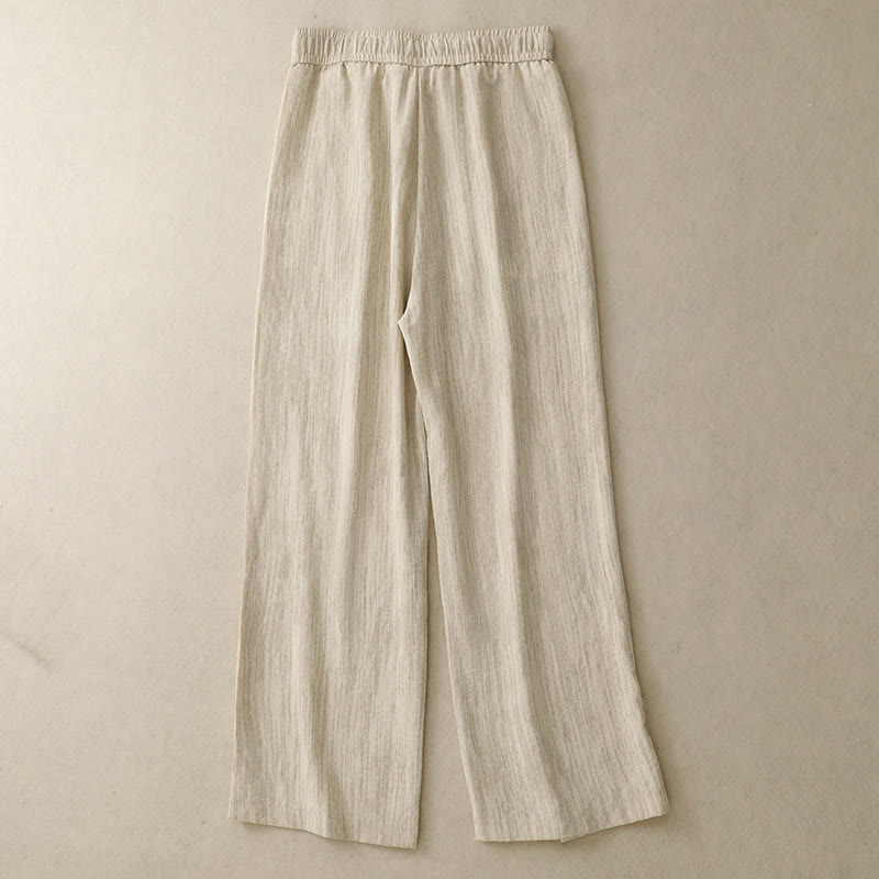 Buddha Stones Lässige Sommerhose aus Baumwolle mit weitem Bein und Schnürung im Strukturdesign für Damen mit Taschen - image 1