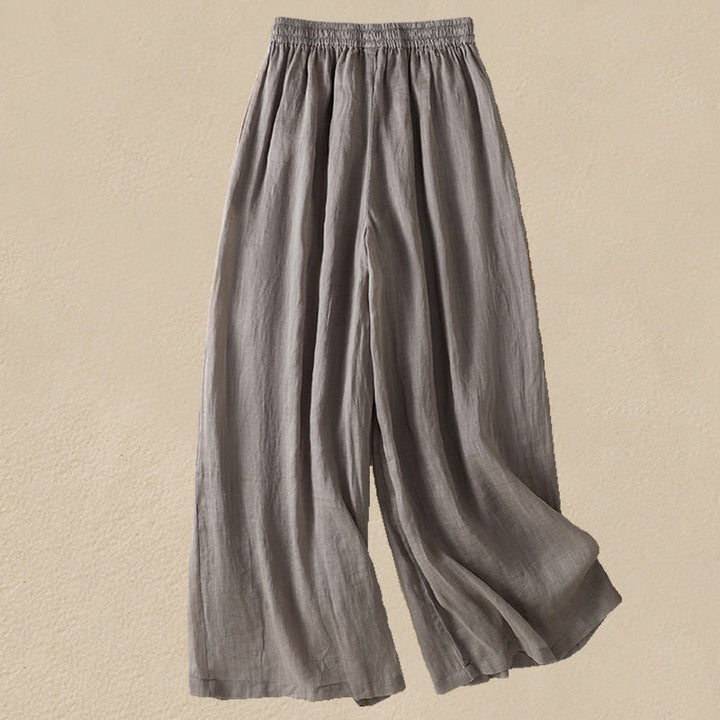 Buddha Stones Commute Stickerei Kordelzug Damen Baumwolle Weite Beinhose mit Taschen