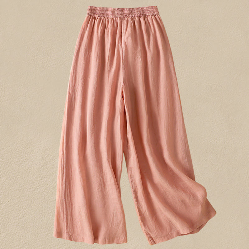 Buddha Stones Commute Stickerei Kordelzug Damen Baumwolle Weite Beinhose mit Taschen - image 18