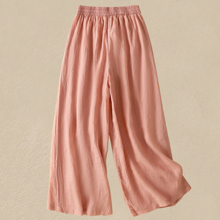 Buddha Stones Commute Stickerei Kordelzug Damen Baumwolle Weite Beinhose mit Taschen - image 18