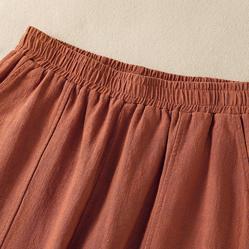 Buddha Stones Schlichtes, schlichtes Design, hohe Taille, Haremshose aus Baumwolle und Leinen für Damen mit Taschen - image 14