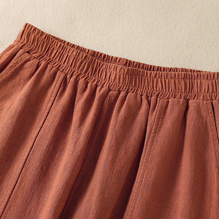 Buddha Stones Schlichtes, schlichtes Design, hohe Taille, Haremshose aus Baumwolle und Leinen für Damen mit Taschen - image 14