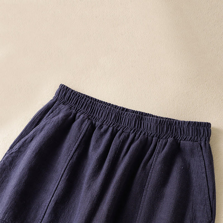 Buddha Stones Schlichtes, schlichtes Design, hohe Taille, Haremshose aus Baumwolle und Leinen für Damen mit Taschen - image 19