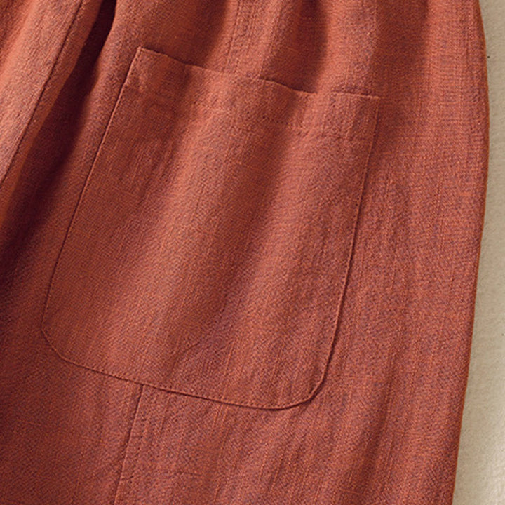 Buddha Stones Schlichtes, schlichtes Design, hohe Taille, Haremshose aus Baumwolle und Leinen für Damen mit Taschen - image 16