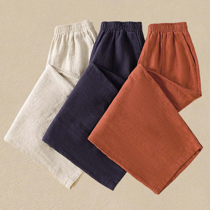 Buddha Stones Schlichtes, schlichtes Design, hohe Taille, Haremshose aus Baumwolle und Leinen für Damen mit Taschen - image 26