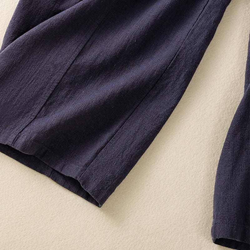 Buddha Stones Schlichtes, schlichtes Design, hohe Taille, Haremshose aus Baumwolle und Leinen für Damen mit Taschen - image 24