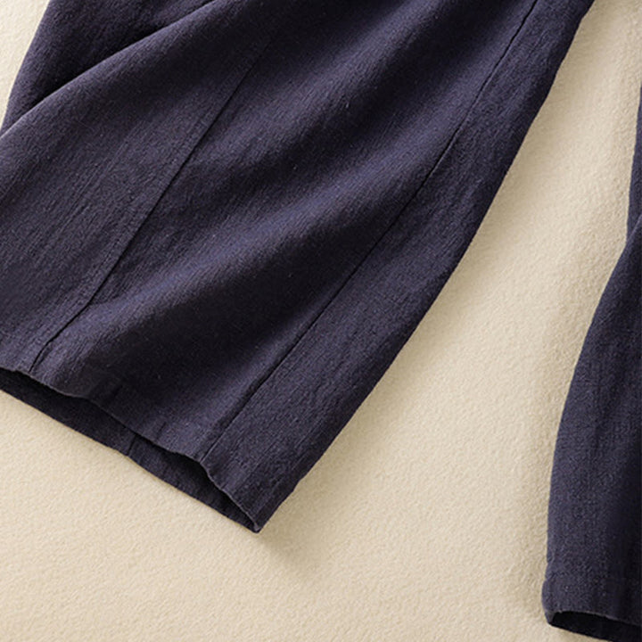 Buddha Stones Schlichtes, schlichtes Design, hohe Taille, Haremshose aus Baumwolle und Leinen für Damen mit Taschen - image 24