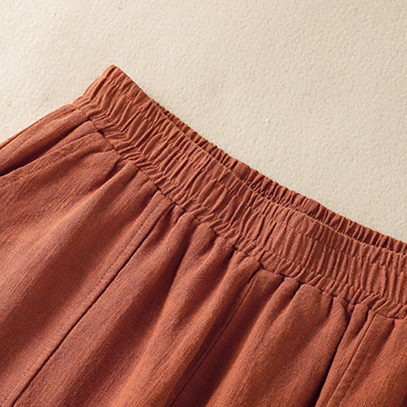 Buddha Stones Schlichtes, schlichtes Design, hohe Taille, Haremshose aus Baumwolle und Leinen für Damen mit Taschen - image 13