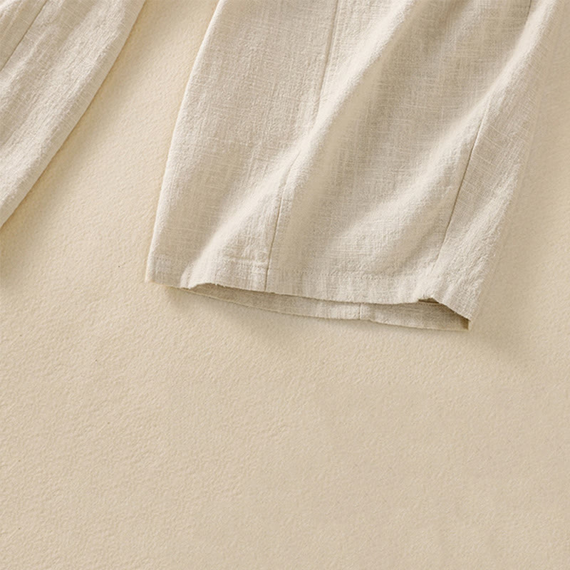 Buddha Stones Schlichtes, schlichtes Design, hohe Taille, Haremshose aus Baumwolle und Leinen für Damen mit Taschen - image 9