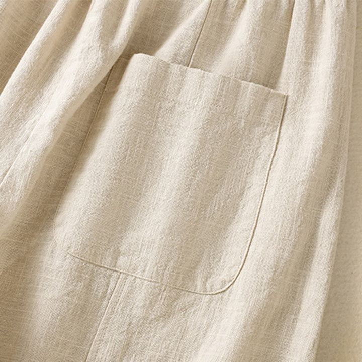 Buddha Stones Schlichtes, schlichtes Design, hohe Taille, Haremshose aus Baumwolle und Leinen für Damen mit Taschen - image 8