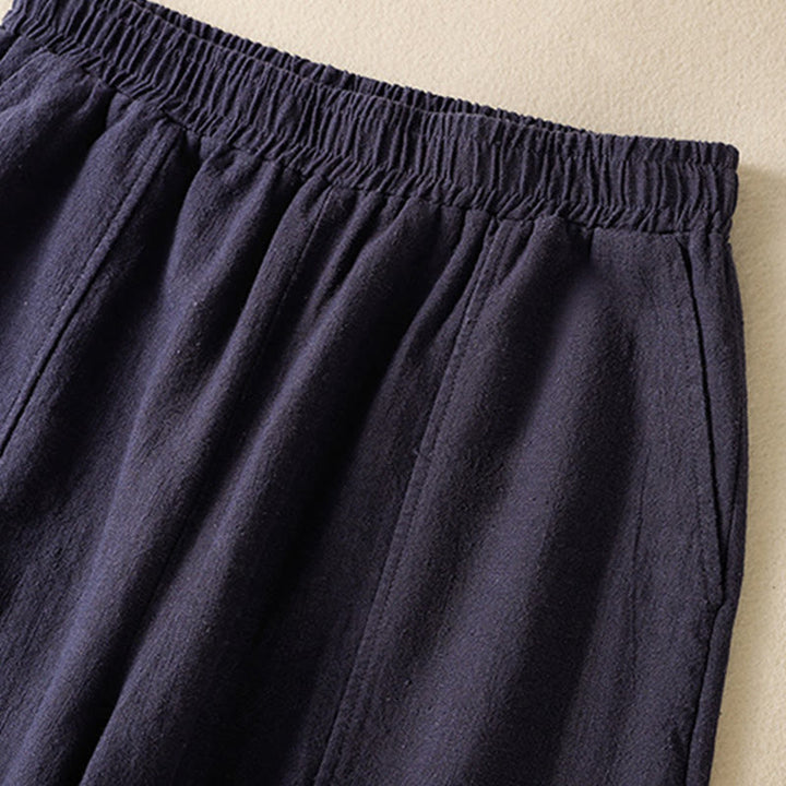 Buddha Stones Schlichtes, schlichtes Design, hohe Taille, Haremshose aus Baumwolle und Leinen für Damen mit Taschen - image 20