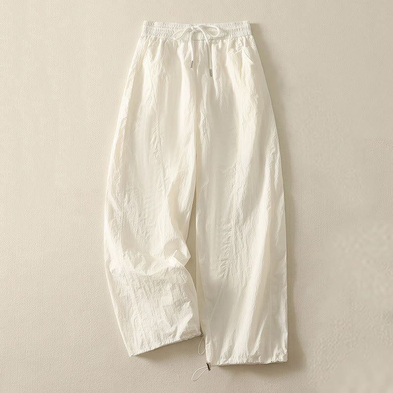 Buddha Stones Sommer Vintage Schlichte Damenhose mit Kordelzug und Bündchen und Taschen - FloralWeiß - US 8-10, UK/AU 12-14, EU 40-42 (2XL) - image 5
