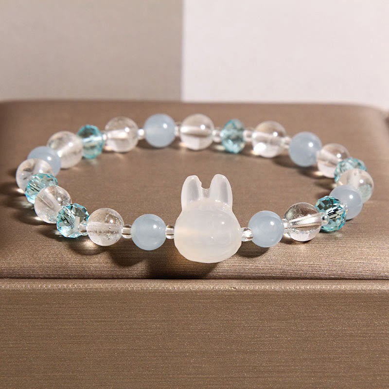 Buddha Stones Natürliches Kaninchen Aquamarin Weiß Kristall Heilung Armband - Aquamarin (Handgelenkumfang: 18 cm) - image 1