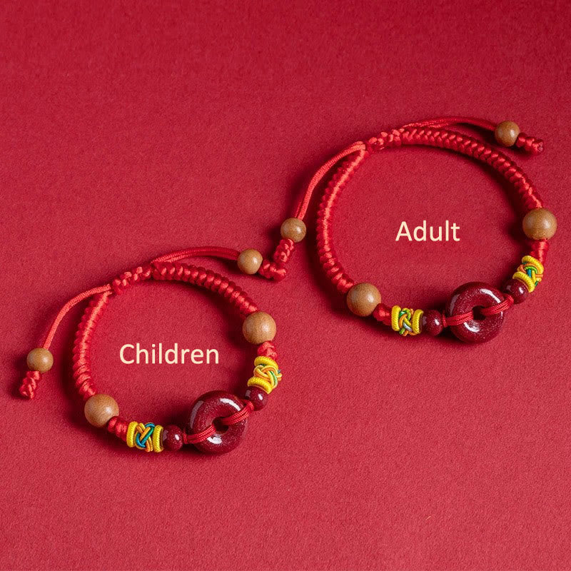 Buddha Stones Rote Schnur Pfirsich Holz Frieden Schnalle Zinnober Schutz Erwachsene Kind Armband - image 3
