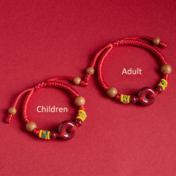 Buddha Stones Rote Schnur Pfirsich Holz Frieden Schnalle Zinnober Schutz Erwachsene Kind Armband - image 3