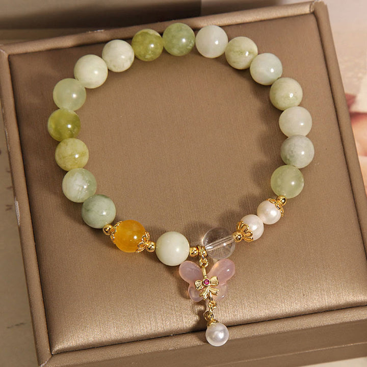 Buddha Stones Natürlicher Schmetterling Serpentin Jade Yanyuan Achat Glücksarmband - image 9