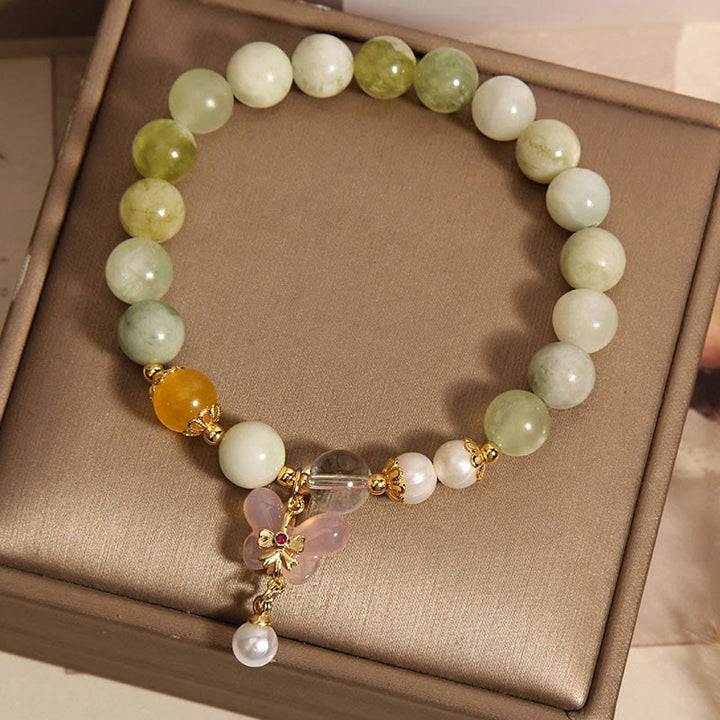 Buddha Stones Natürlicher Schmetterling Serpentin Jade Yanyuan Achat Glücksarmband - image 8