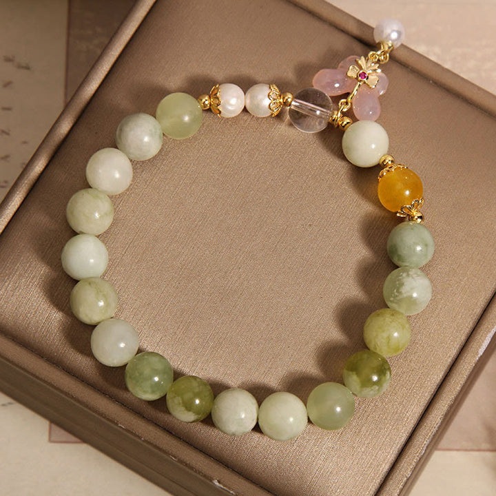 Buddha Stones Natürlicher Schmetterling Serpentin Jade Yanyuan Achat Glücksarmband - image 10