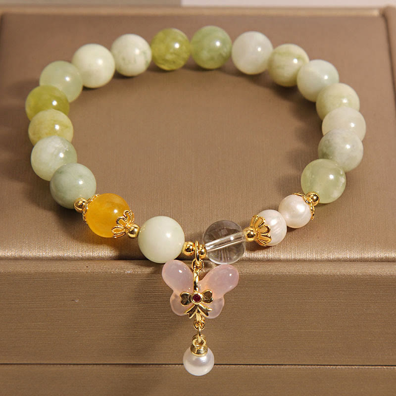 Buddha Stones Natürlicher Schmetterling Serpentin Jade Yanyuan Achat Glücksarmband - image 4