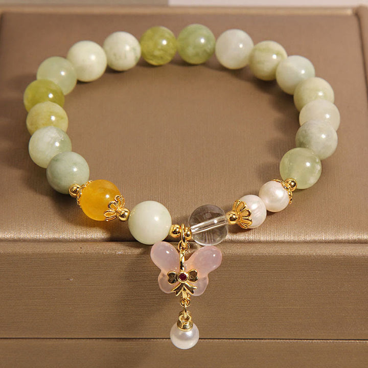 Buddha Stones Natürlicher Schmetterling Serpentin Jade Yanyuan Achat Glücksarmband - image 4