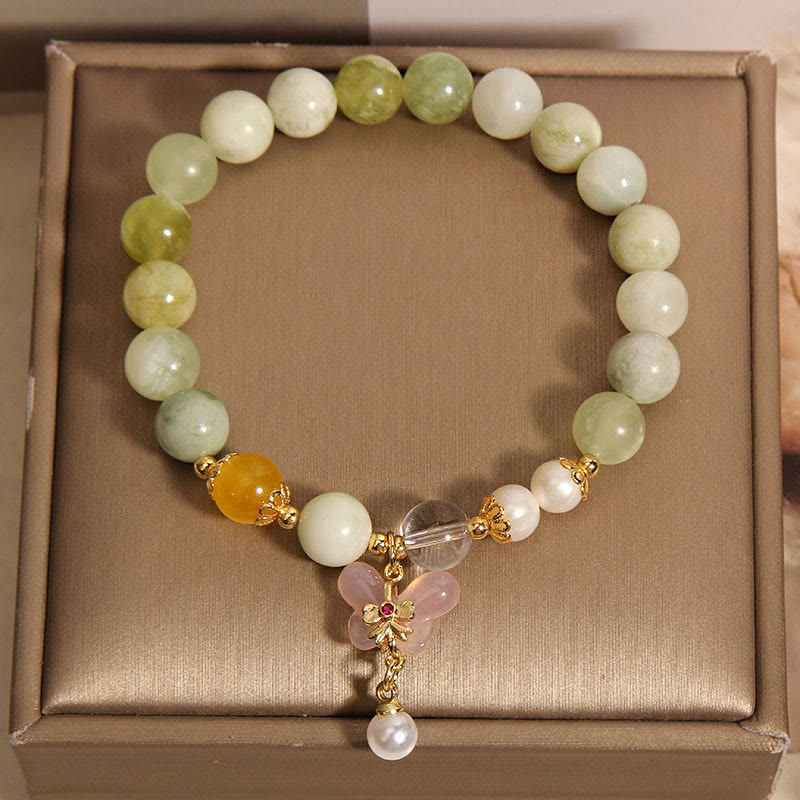Buddha Stones Natürlicher Schmetterling Serpentin Jade Yanyuan Achat Glücksarmband - image 5