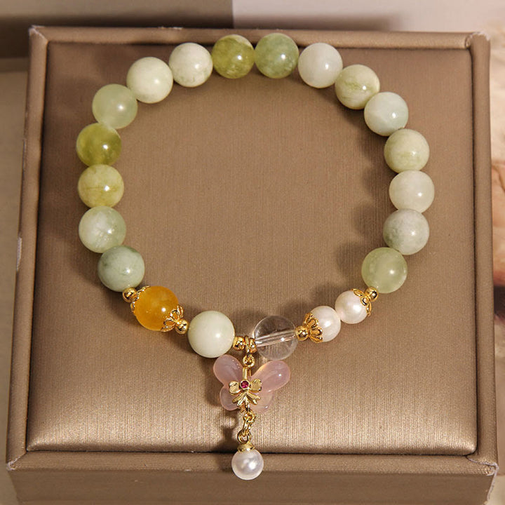 Buddha Stones Natürlicher Schmetterling Serpentin Jade Yanyuan Achat Glücksarmband - image 5