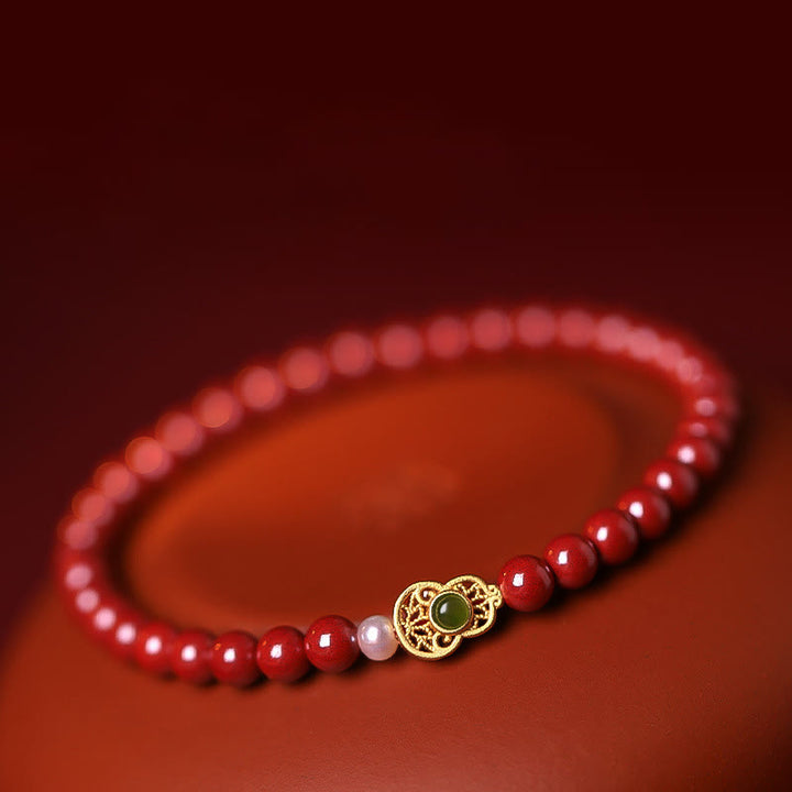 Buddha Stones Perle Zinnober Segen Perlen Armband - image 14