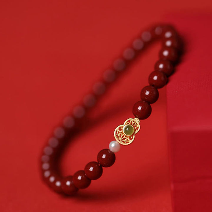 Buddha Stones Perle Zinnober Segen Perlen Armband - Kürbis-Zinnober (Perlengröße: 6 mm) - image 1