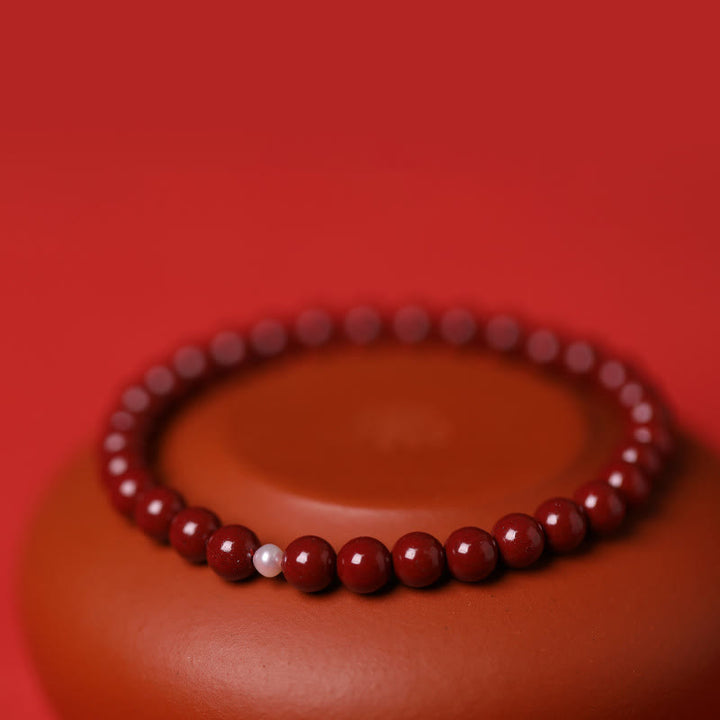 Buddha Stones Perle Zinnober Segen Perlen Armband - image 11