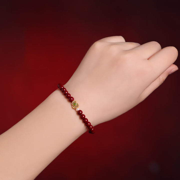 Buddha Stones Perle Zinnober Segen Perlen Armband - image 3