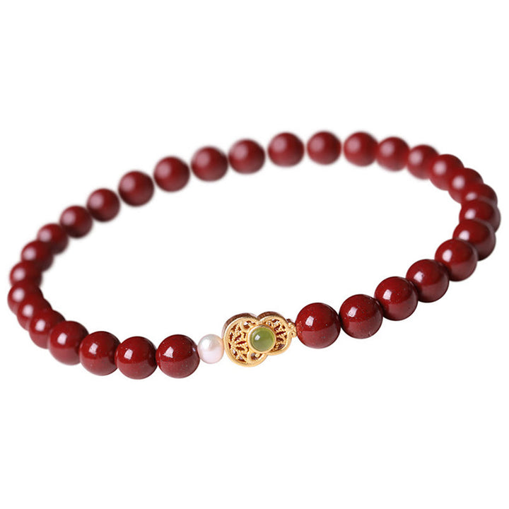 Buddha Stones Perle Zinnober Segen Perlen Armband - image 5
