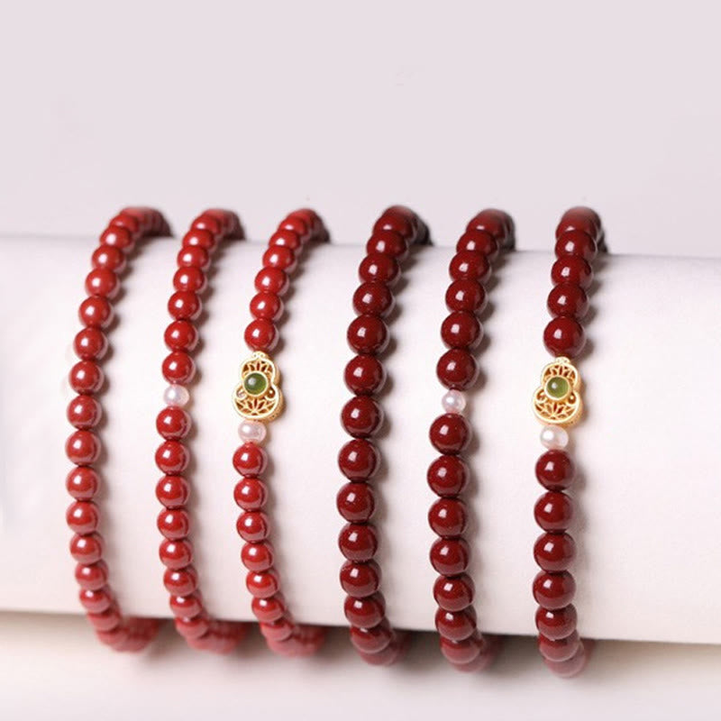 Buddha Stones Perle Zinnober Segen Perlen Armband - image 18