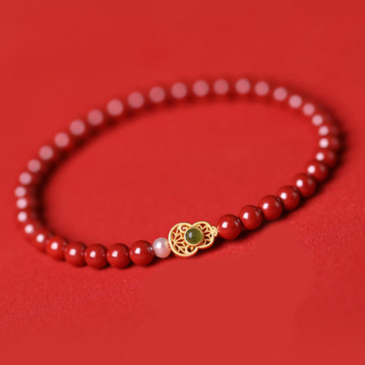 Buddha Stones Perle Zinnober Segen Perlen Armband - image 15
