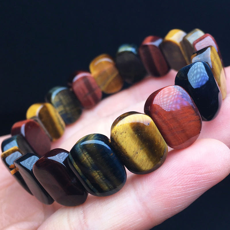 Buddha Stones Naturfarbenes Tigerauge Ovale Perlen Kraftarmband