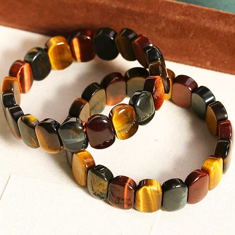 Buddha Stones Naturfarbenes Tigerauge Ovale Perlen Kraftarmband