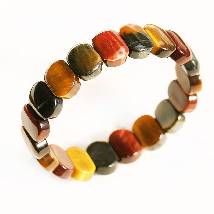 Buddha Stones Naturfarbenes Tigerauge Ovale Perlen Kraftarmband